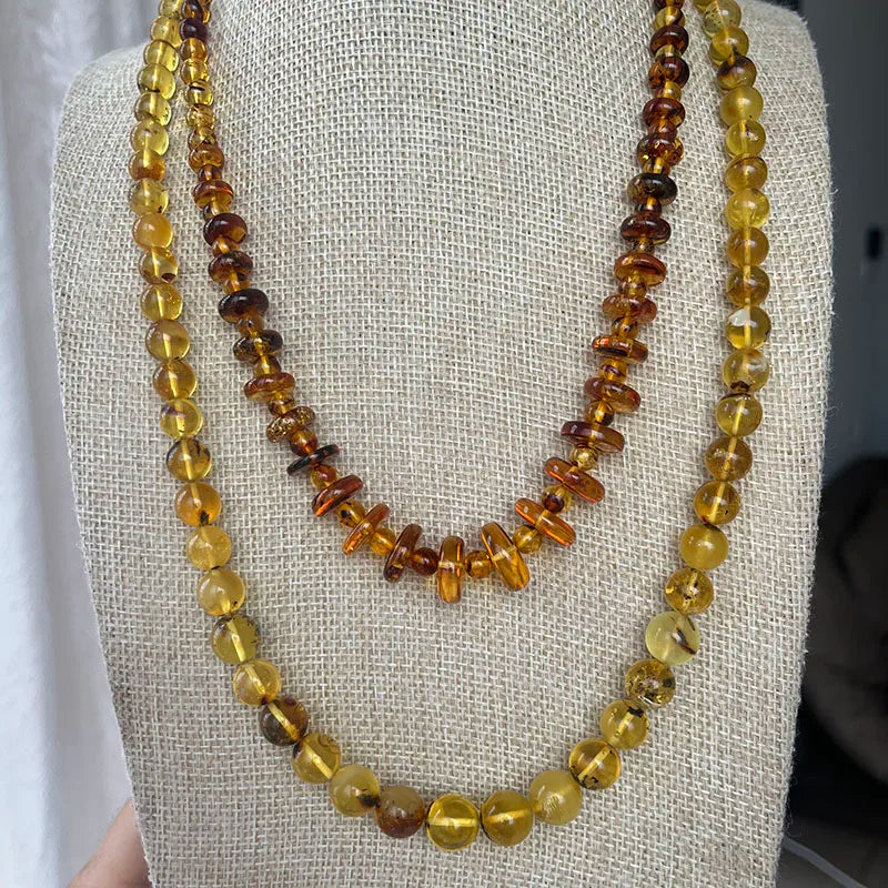 Yellow Amber Bead Necklace-ToShay.org