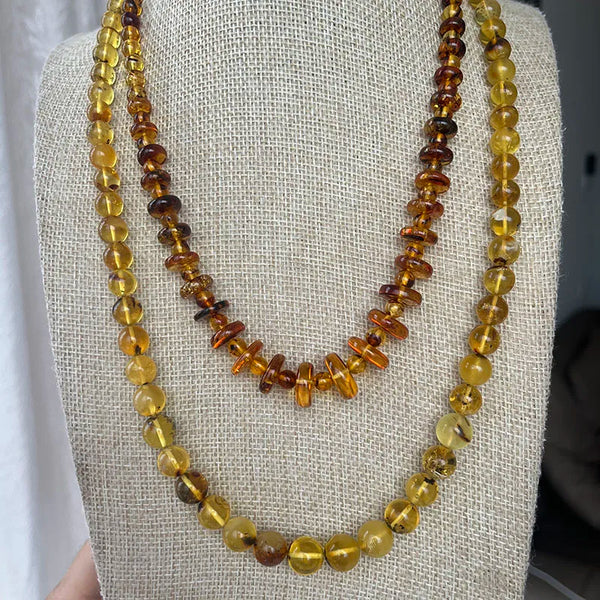 Yellow Amber Bead Necklace-ToShay.org