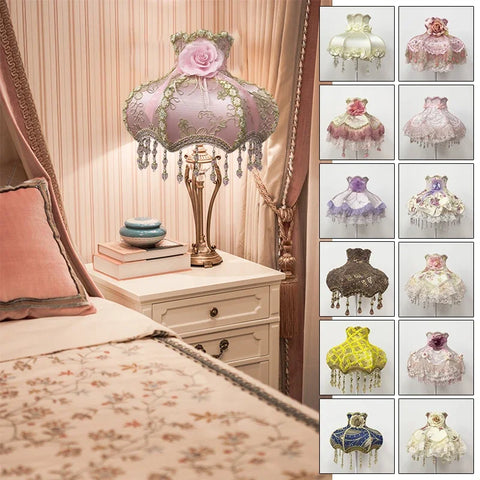 Beaded Lace Flower Lamp Shade-ToShay.org