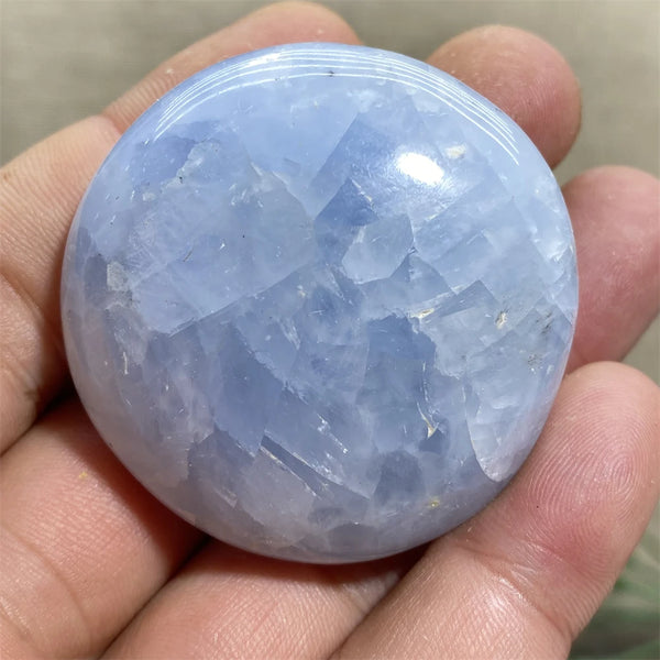 Blue Celestine Palm Stone-ToShay.org