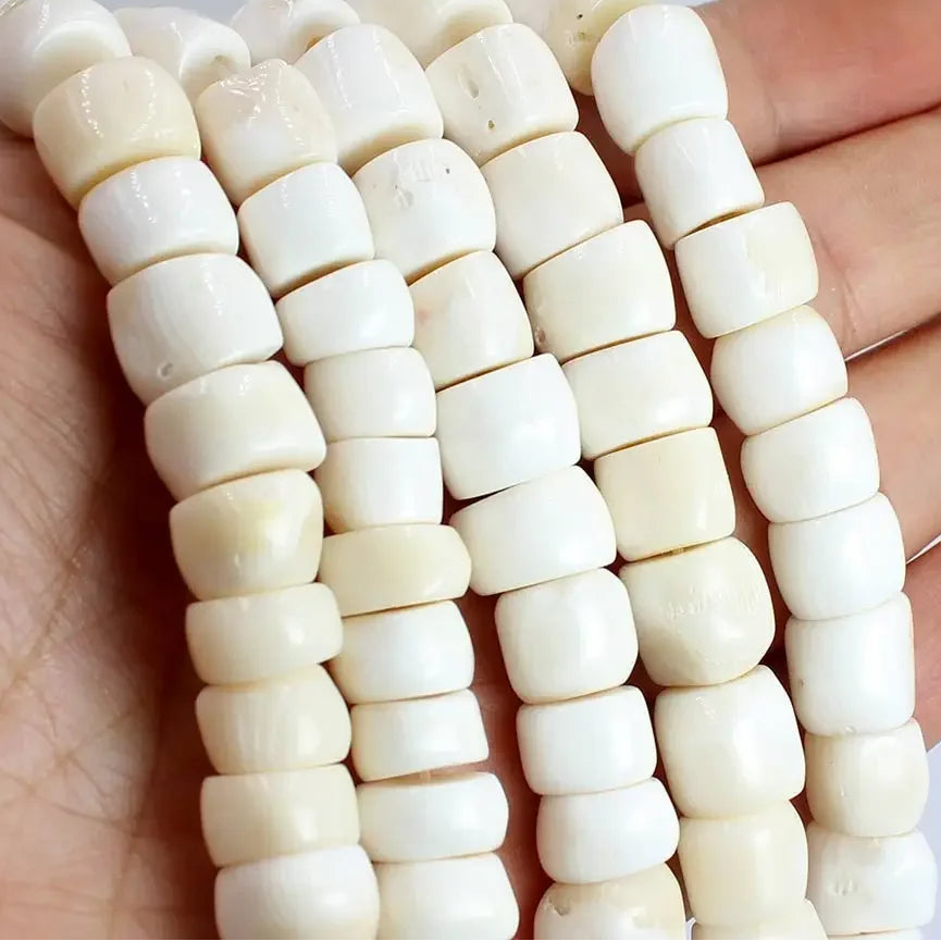 White Coral Rondelle Beads-ToShay.org