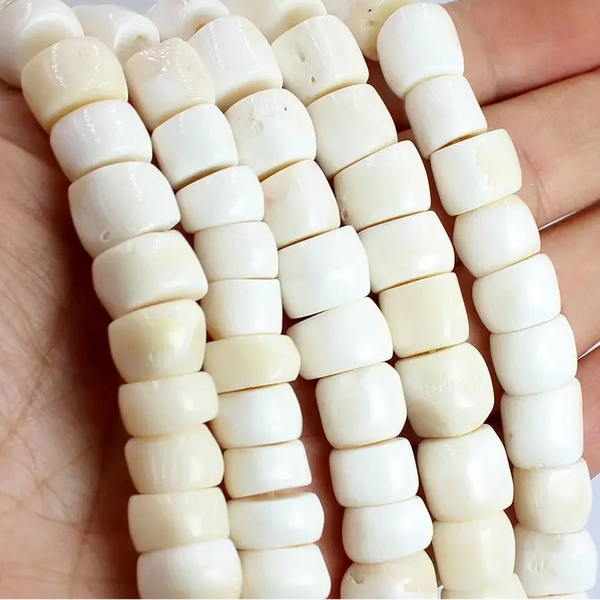 White Coral Rondelle Beads-ToShay.org