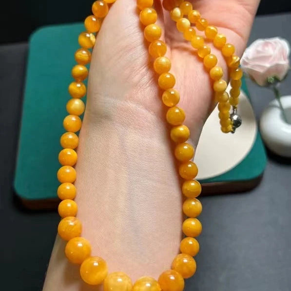 Yellow Amber Bead Necklace-ToShay.org