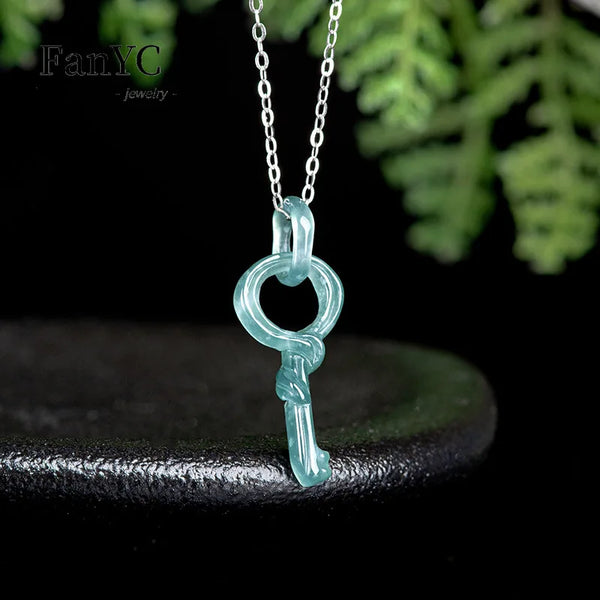 Blue Jadeite Key Pendant-ToShay.org