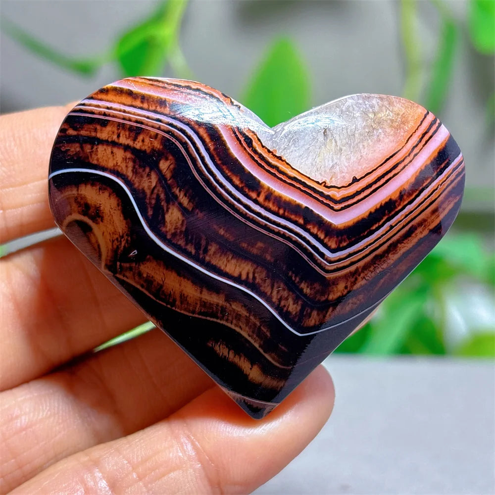 Red Black Silk Agate Heart-ToShay.org