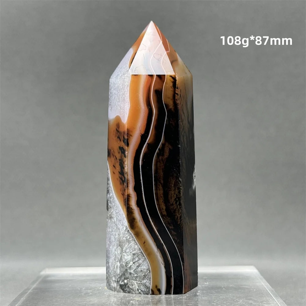 Black Red Striped Agate Wand-ToShay.org