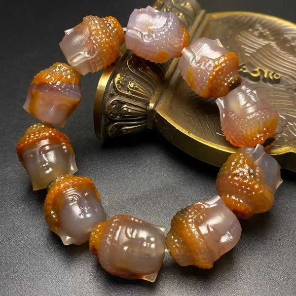 Orange Buddha Head Bracelets-ToShay.org