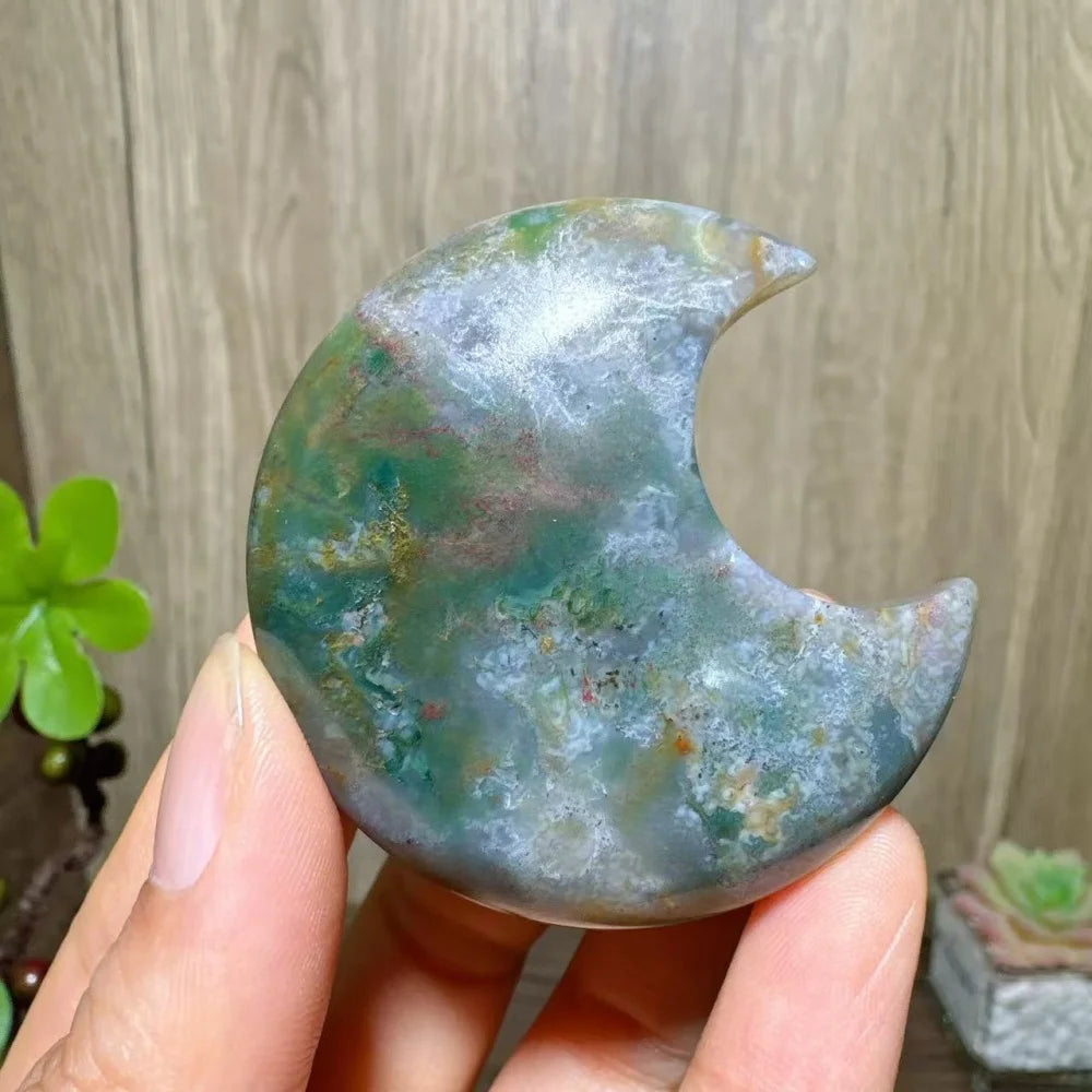 Green Moss Agate Moon-ToShay.org