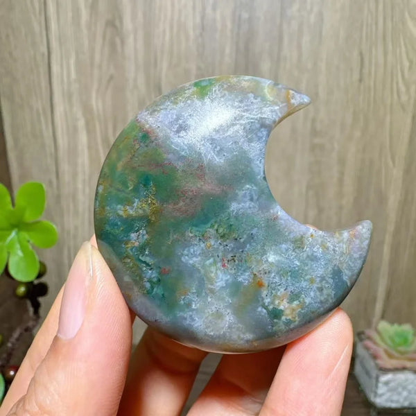 Green Moss Agate Moon-ToShay.org
