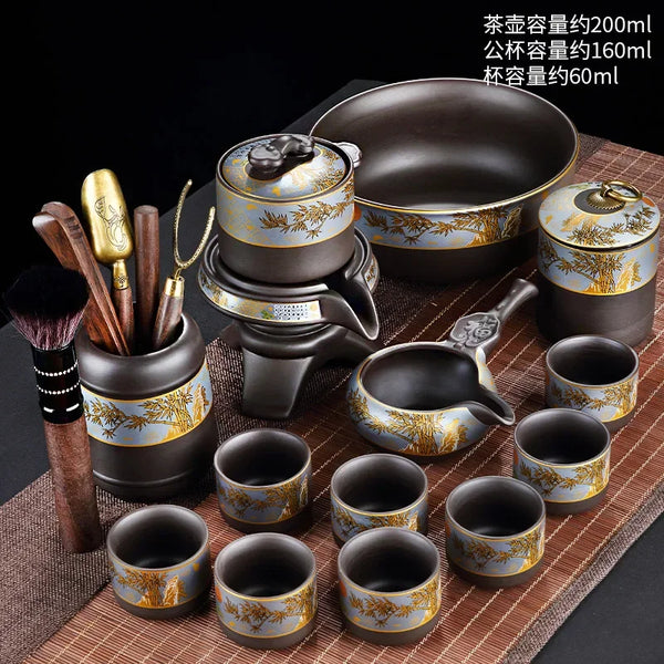 Black Ceramic Rotation Tea Sets-ToShay.org