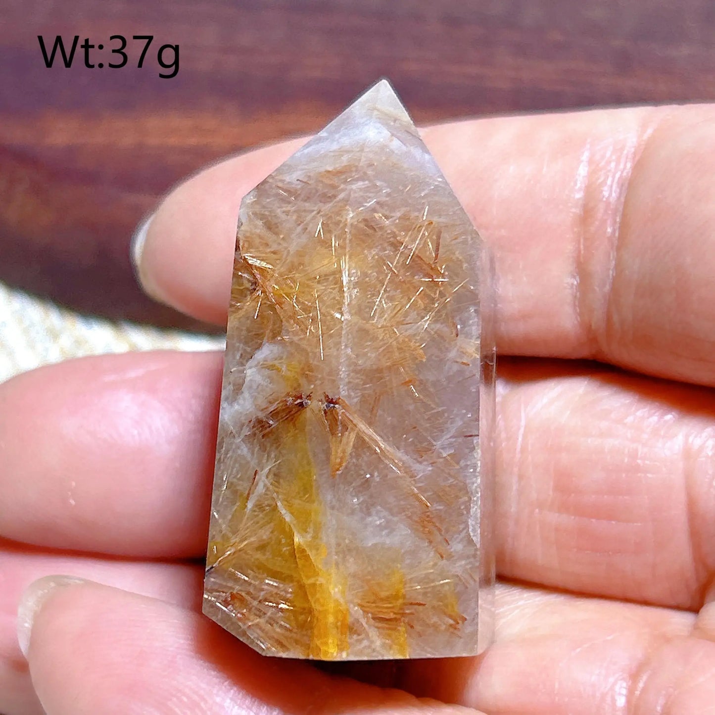 Gold Rutilated Crystal Point-ToShay.org