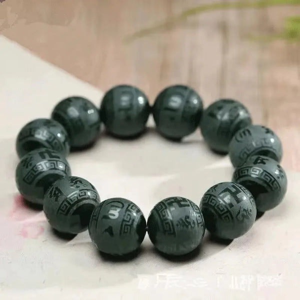 Green Jade Six Word Bracelet-ToShay.org