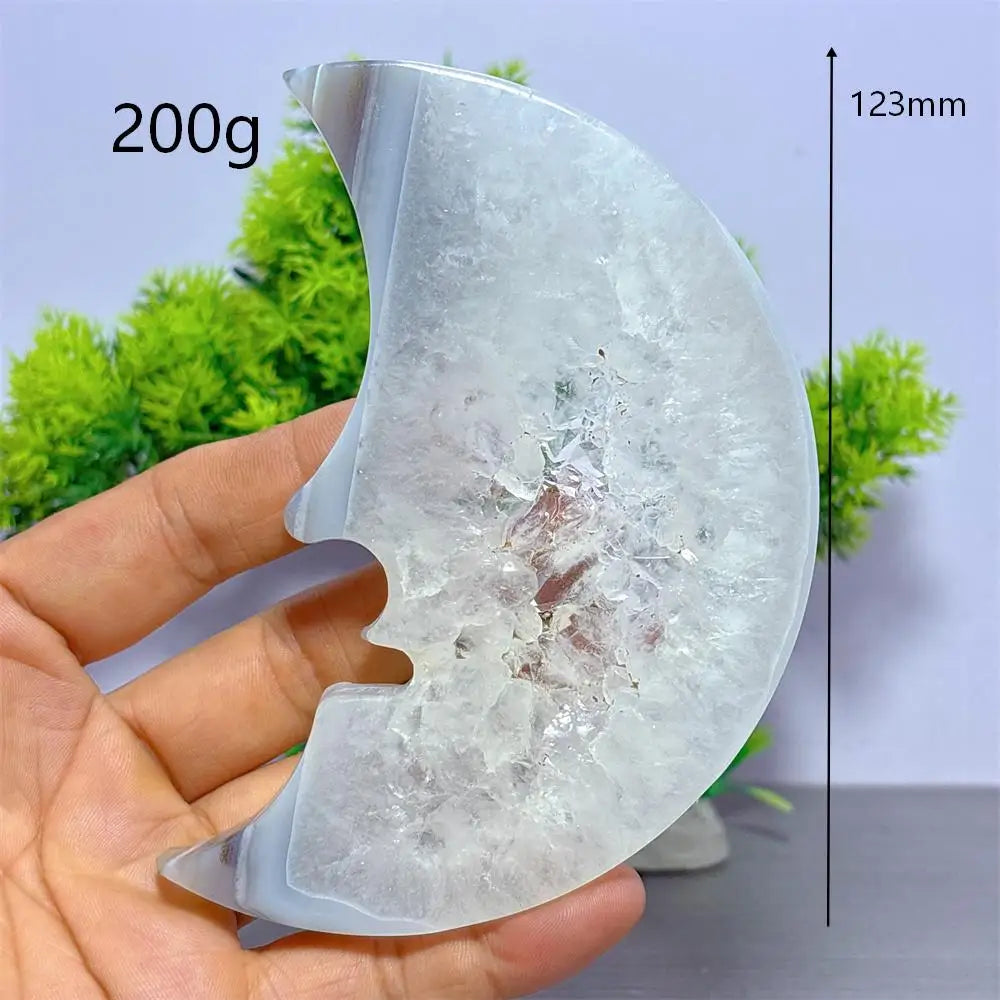 Grey Druzy Agate Moon Face-ToShay.org