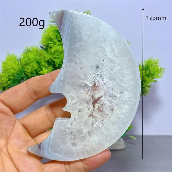 Grey Druzy Agate Moon Face-ToShay.org