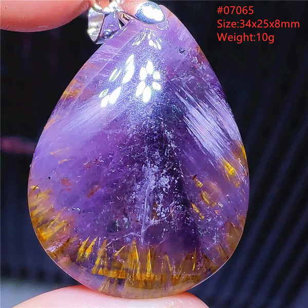 Purple Rutilated Auralite Pendant-ToShay.org