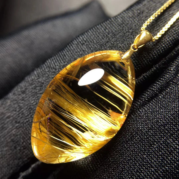Gold Rutilated Quartz Pendant-ToShay.org