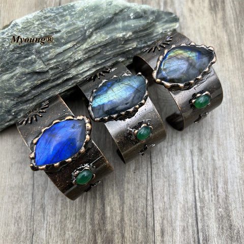 Blue Labradorite Cuff Bracelet-ToShay.org