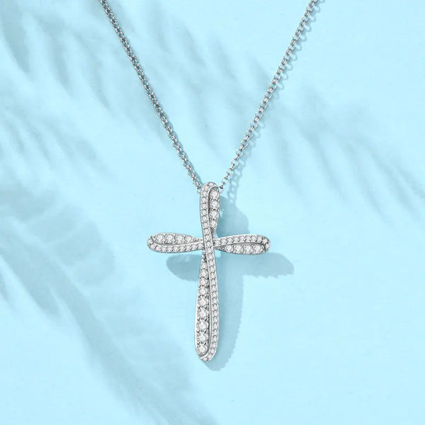 Silver Diamond Cross Pendant-ToShay.org