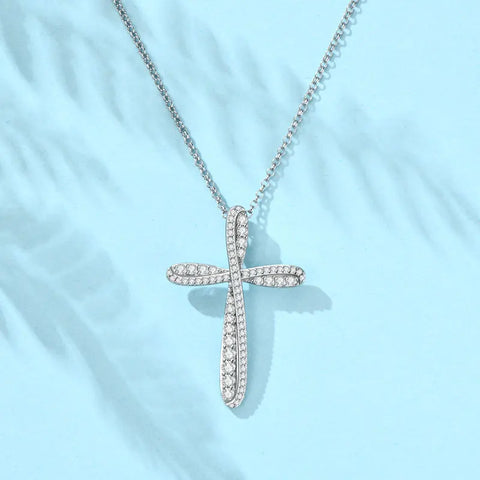Silver Diamond Cross Pendant-ToShay.org