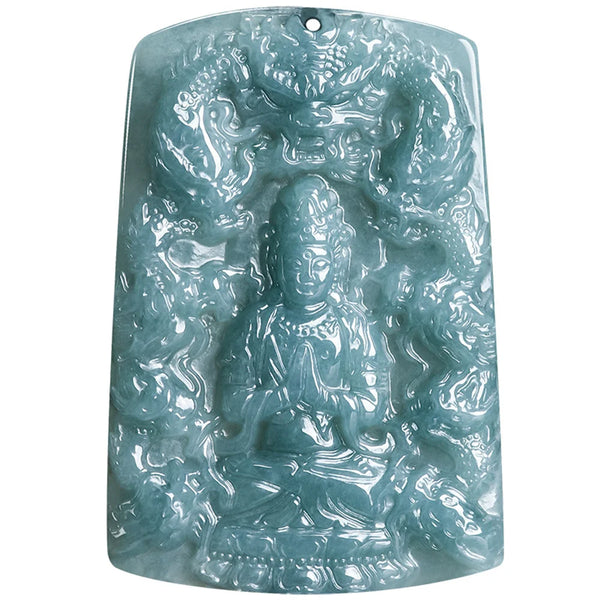 Blue Jadeite GuanYin Pendant-ToShay.org