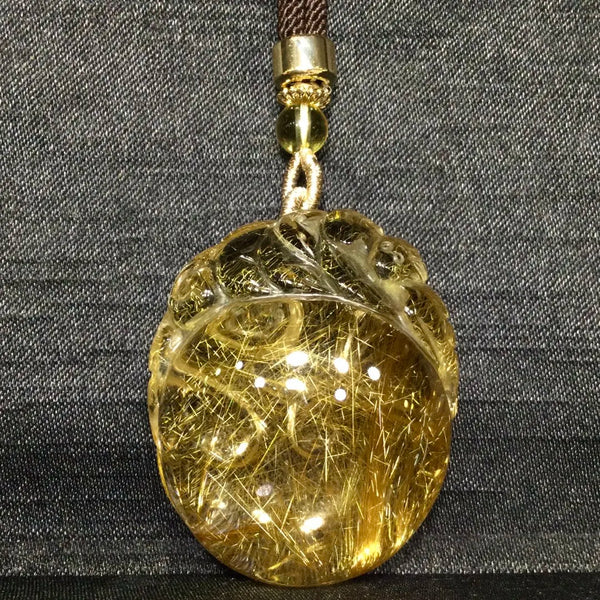 Gold Rutilated Quartz Pendant-ToShay.org