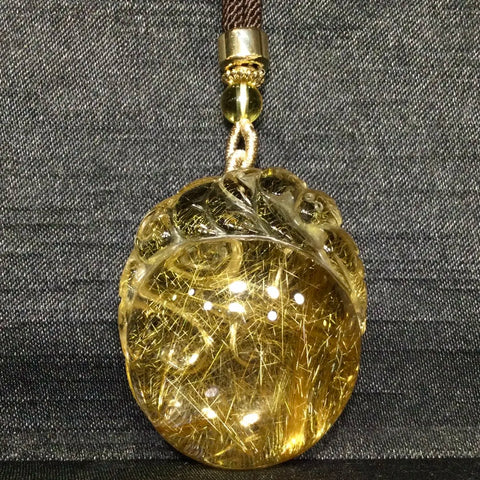 Gold Rutilated Quartz Pendant-ToShay.org