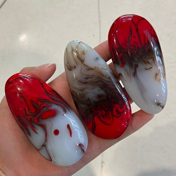 Red White Agate Palm Stone-ToShay.org