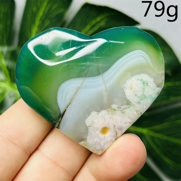 Green Flower Agate Heart-ToShay.org