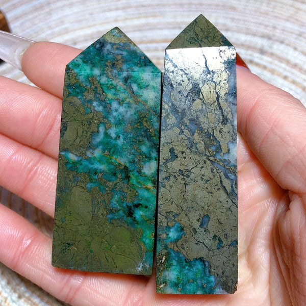 Blue Dioptase Pyrite Tower-ToShay.org