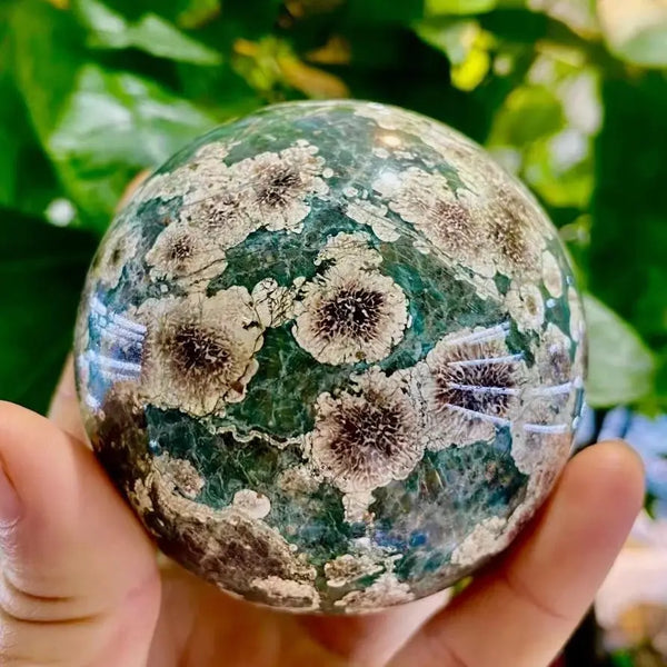 Green Cherry Blossom Agate Ball-ToShay.org