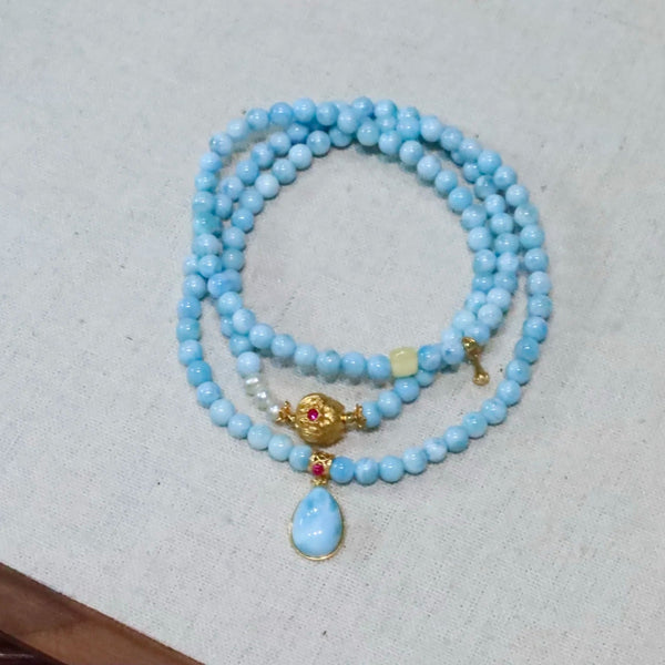 Blue Larimar Charm Bracelet-ToShay.org