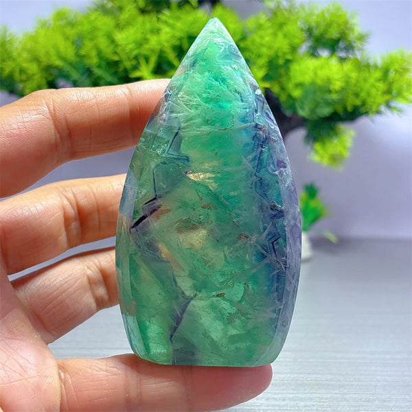 Green Feather Fluorite Flame-ToShay.org
