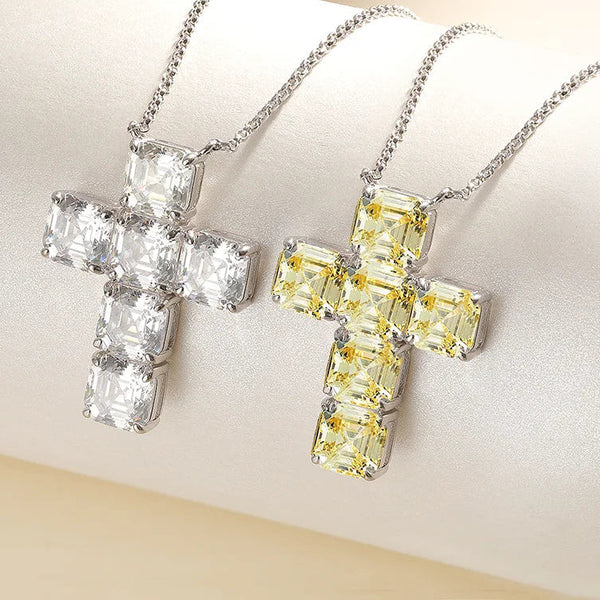 Silver Diamond Cross Pendant-ToShay.org