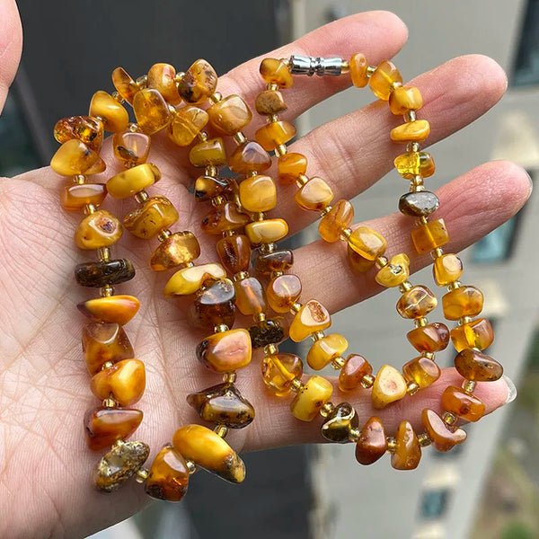 Yellow Amber Bead Necklace-ToShay.org