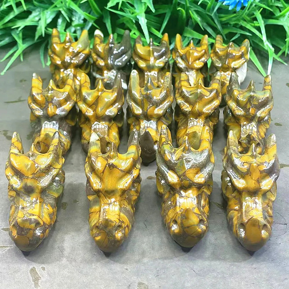 Yellow Quartz Dragon Skull-ToShay.org