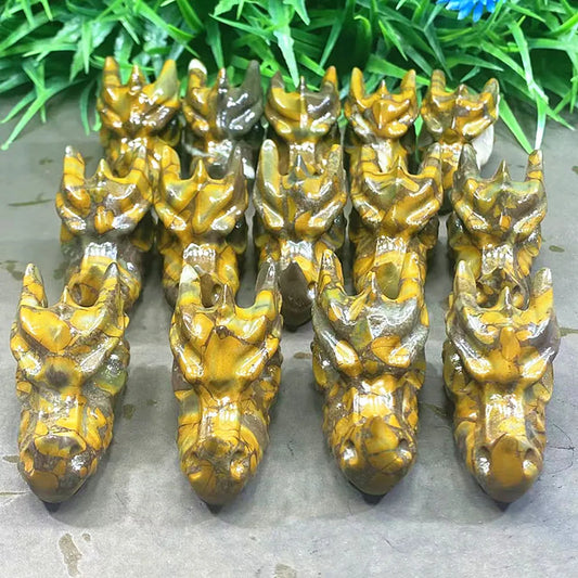 Yellow Quartz Dragon Skull-ToShay.org