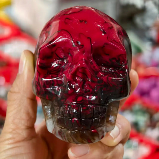 Red Painting Stone Skull-ToShay.org