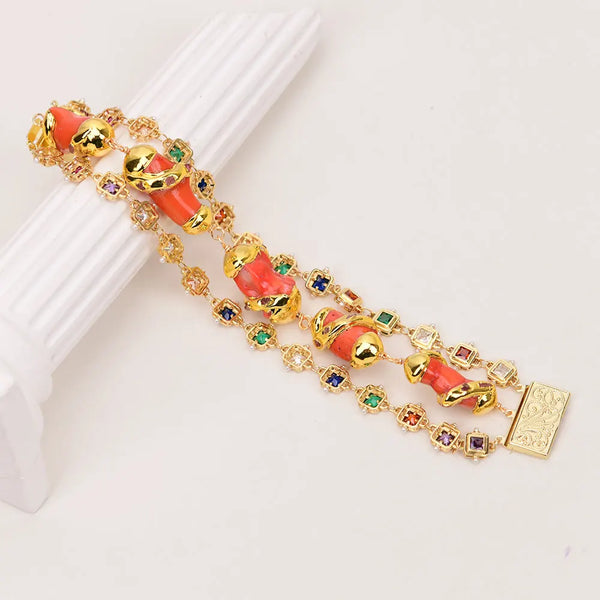 Orange Coral Crystal Bracelet-ToShay.org