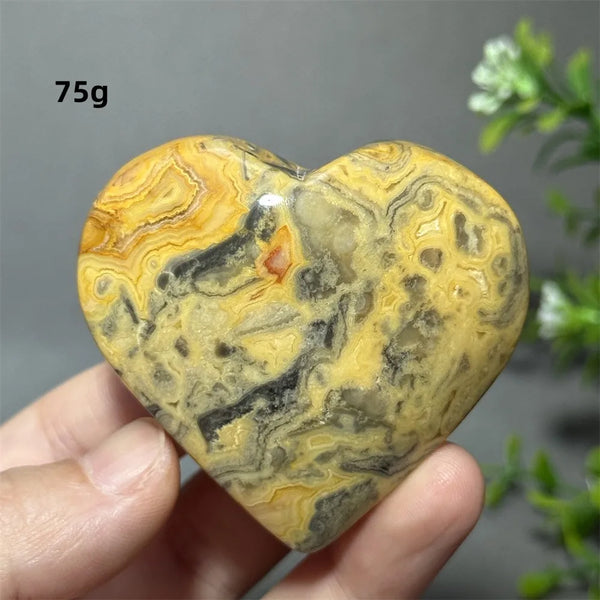 Yellow Crazy Agate Heart-ToShay.org