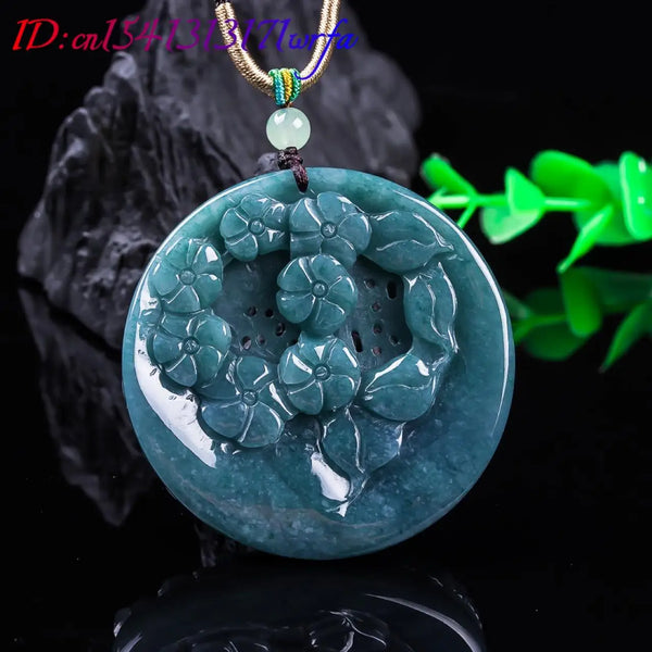 Blue Jadeite Lotus Pendant-ToShay.org