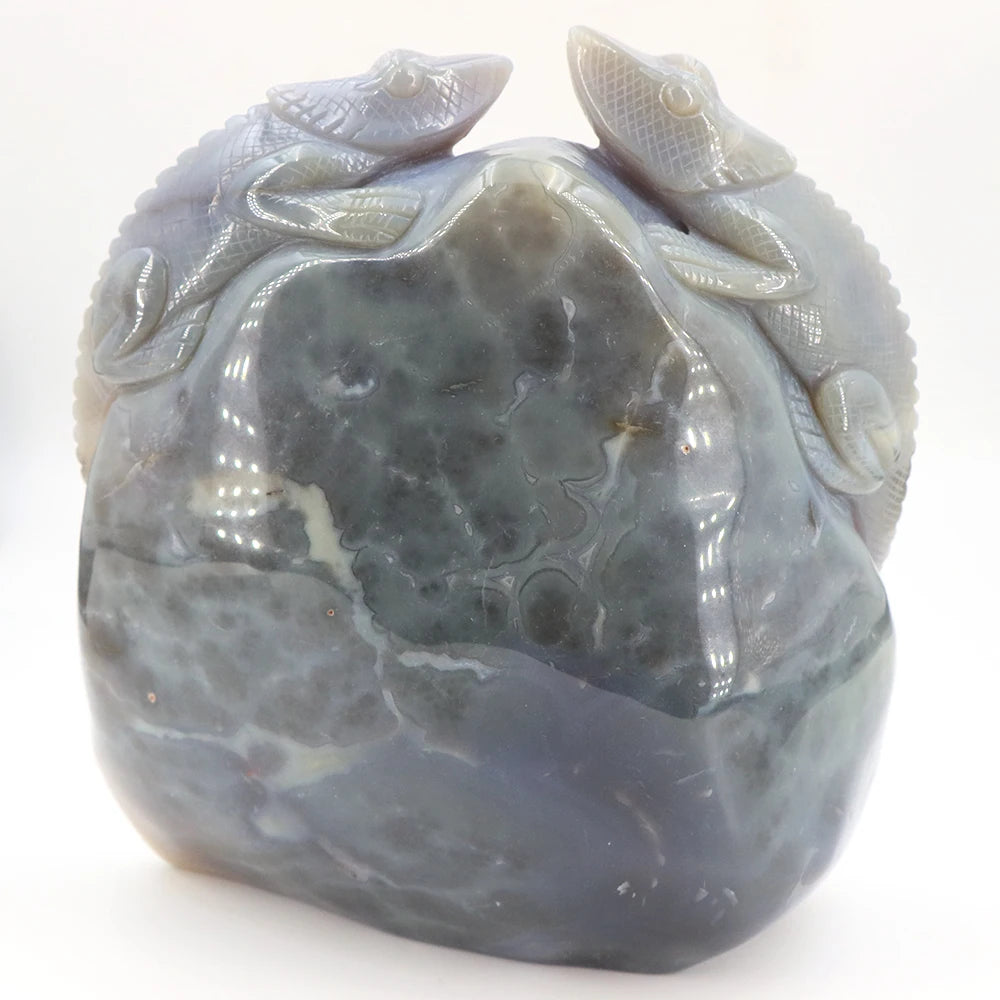 Grey Agate Geode Lizard-ToShay.org