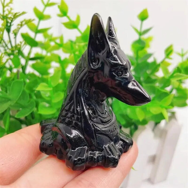 Black Obsidian Anubis Head Statue-ToShay.org