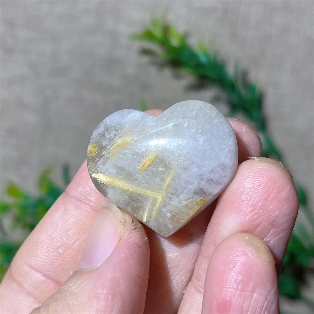 Gold Hair Rutile Quartz Heart-ToShay.org