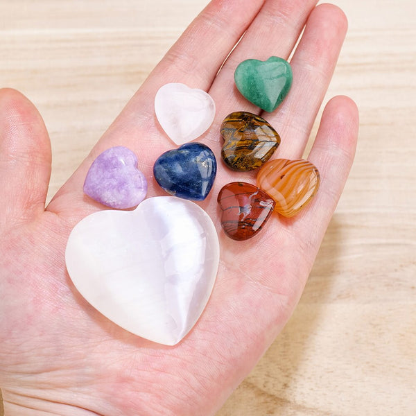 Mixed Quartz Crystal Heart Set-ToShay.org
