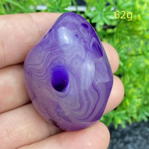 Purple Silk Agate Palm Stone-ToShay.org