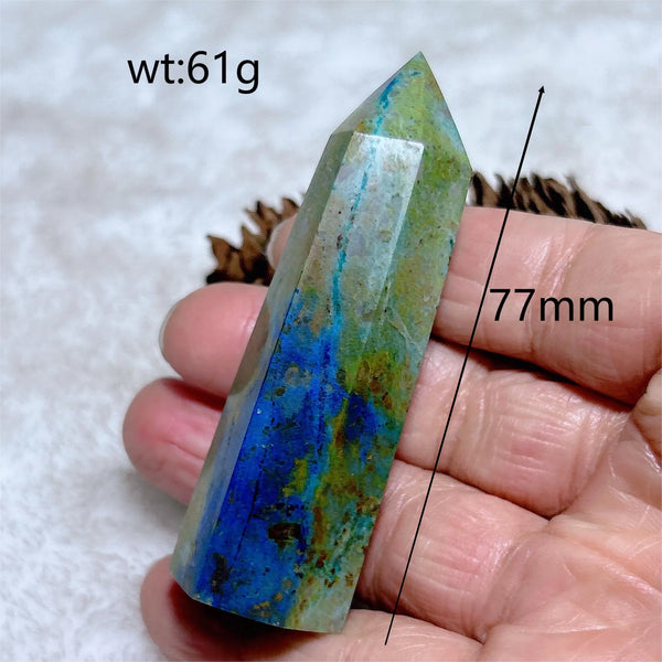 Blue Azurite Chrysocolla Point-ToShay.org