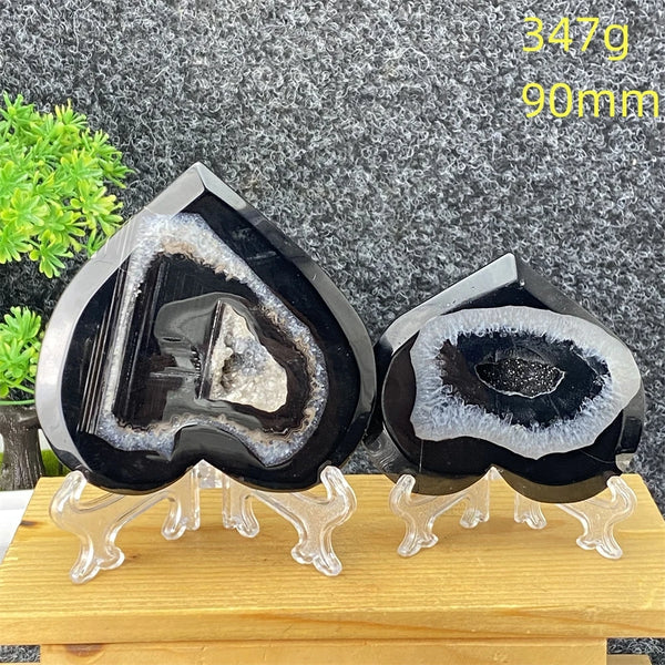 Black Agate Geode Heart-ToShay.org