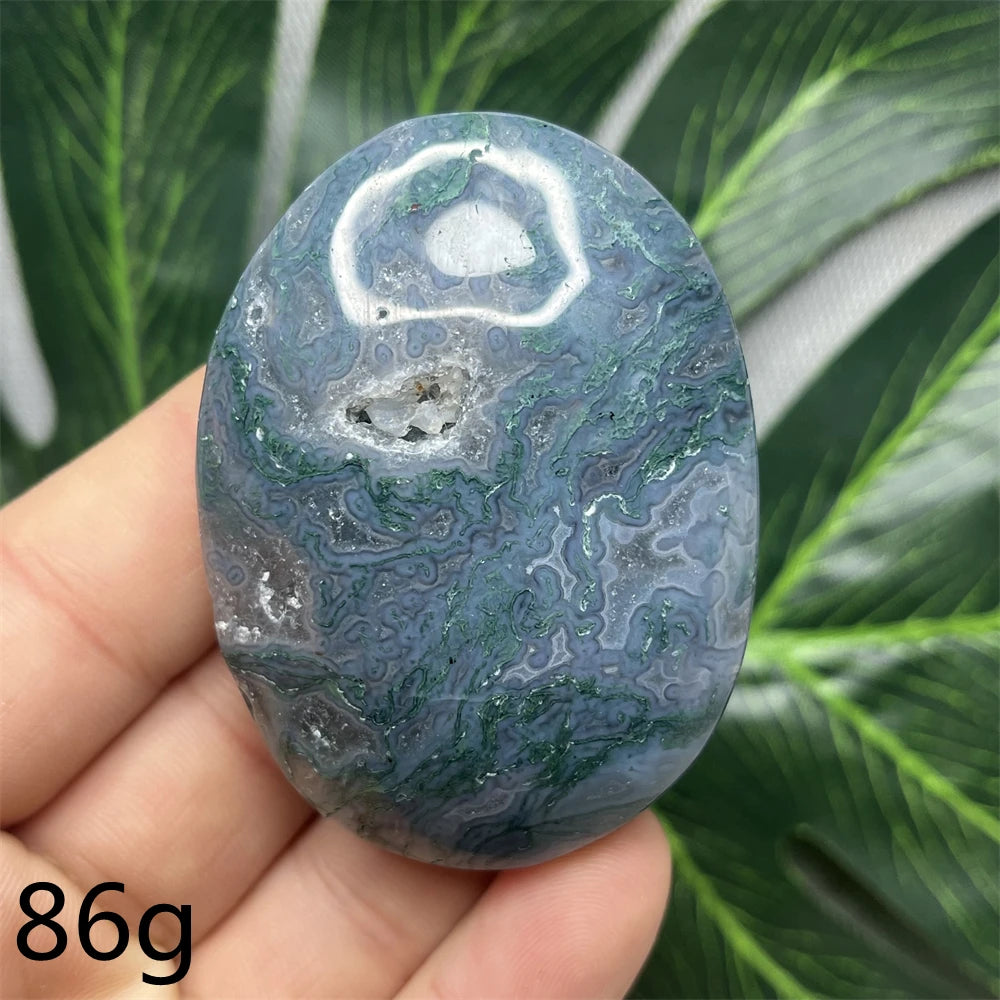 Green Moss Agate Palm Stone-ToShay.org