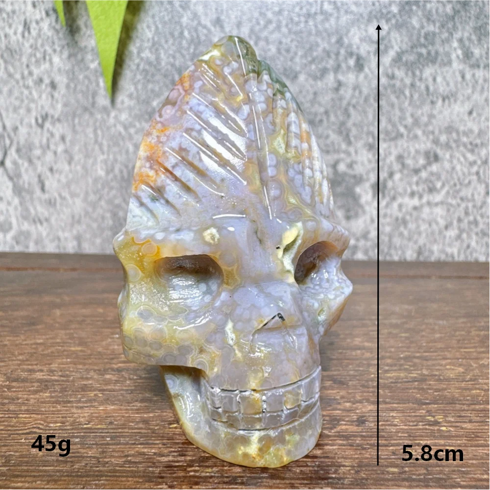 Ocean Jasper Feather Skull-ToShay.org