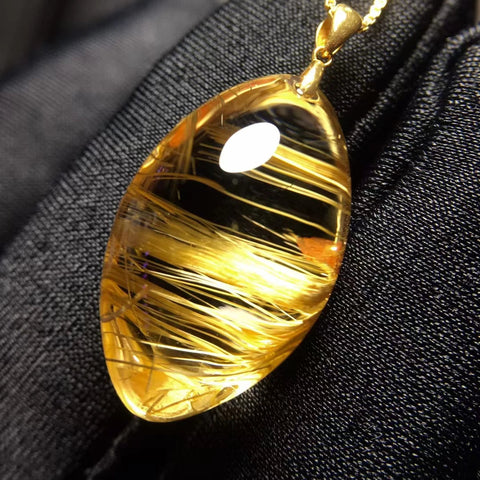Gold Rutilated Quartz Pendant-ToShay.org